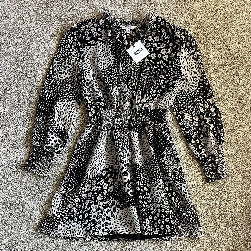BB Dakota Black and White Animal Print Dress